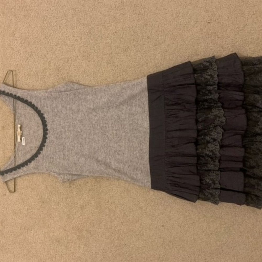 Grey lace trim dress (size medium)